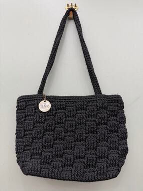 The Sak Black Crochet Shoulder Bag Woven Basketweave Y2K Boho Purse